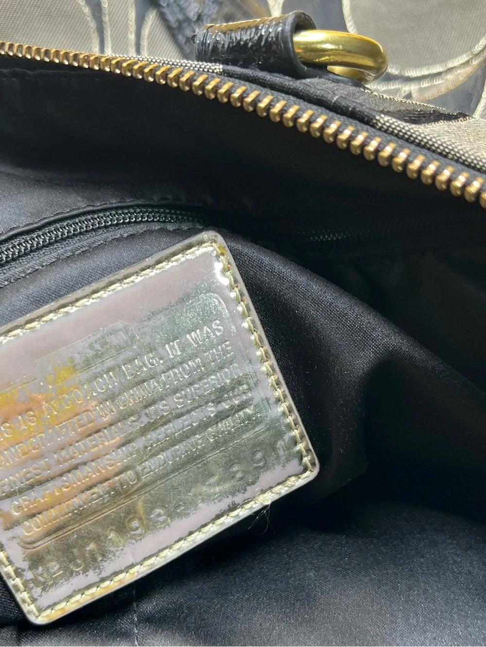 COACH POPPY Black Signature Glam Tote.